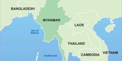 Myanmar në azi hartë