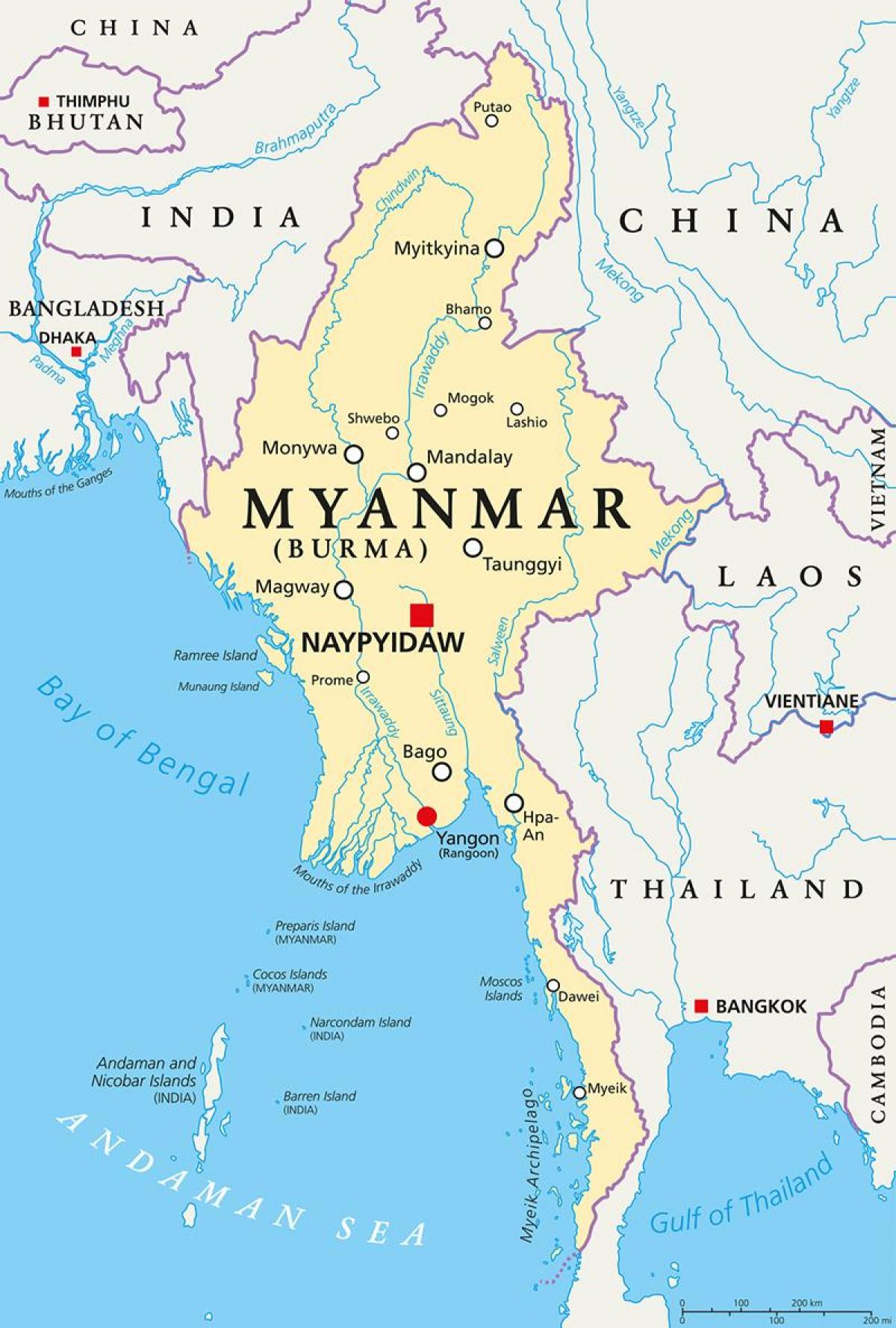 Myanmar vend hartë